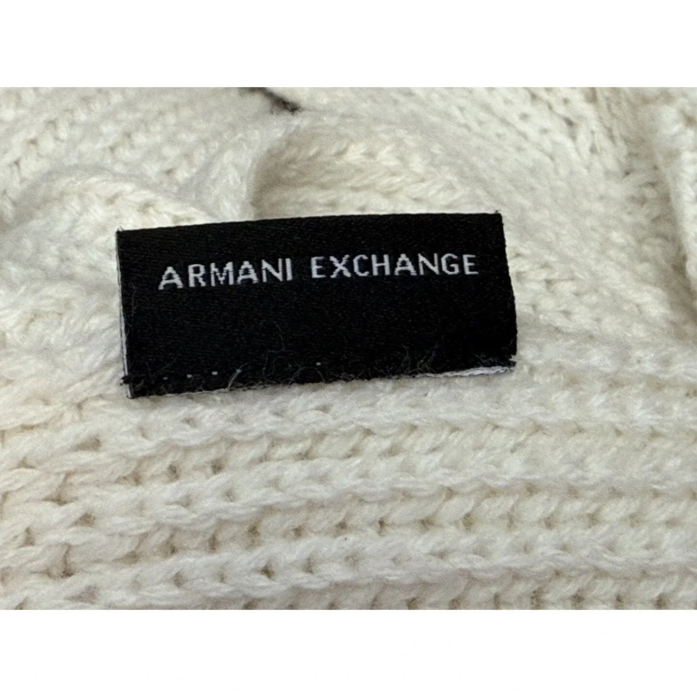 Armani Exchange Women's Knitted Cozy Ivory‎ Made in Italy Knit Scarf 86